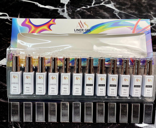 Liner Gel: White/Black (Set of 12 bottles)
