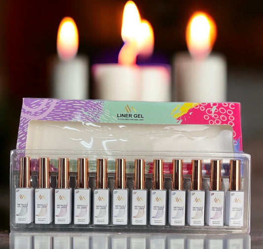 Liner Gel: Metallic (Set of 12 bottles)